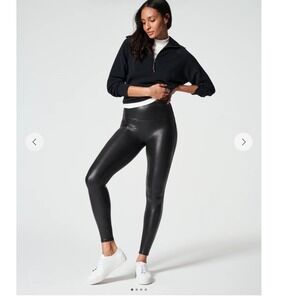 Spanx Shape Faux Leather Black Leggings  450‎
